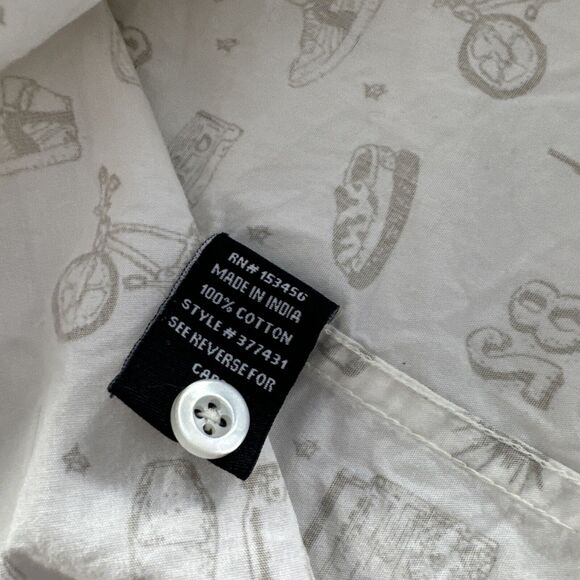 No Hype Button Up Short Sleeve 80s Theme Shirt‎ Men’s XL - FAINT STAINS - Picture 8 of 9